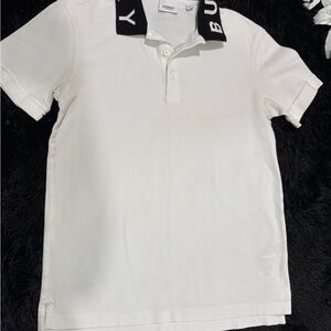 Burberry White Polo with Black Collar